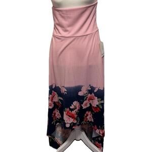 NWT LuLaRoe Olivia High-Low Pink & Navy Floral Maxi Skirt Women’s Size S (W 6-8)